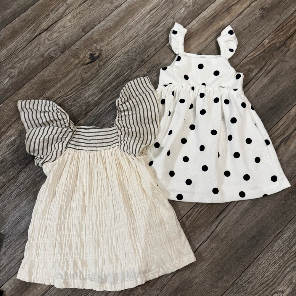 Zara Kids Dresses in Cream and White